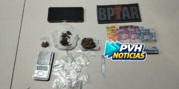 NO LAGOINHA: BPTAR flagra suspeito de tráfico com drogas em boca de fumo