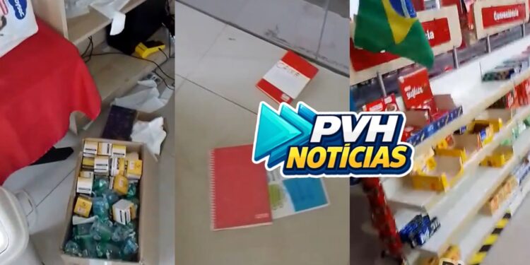 VÍDEO: Farmácia FTR é alvo de arrastão no bairro Olaria em Porto Velho