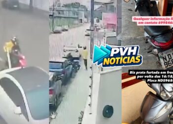 VÍDEO: Dupla é filmada furtando moto no centro de Porto Velho