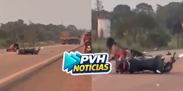 URGENTE: Casal em moto fica ferido em grave acidente com carreta na BR-364 em Porto Velho