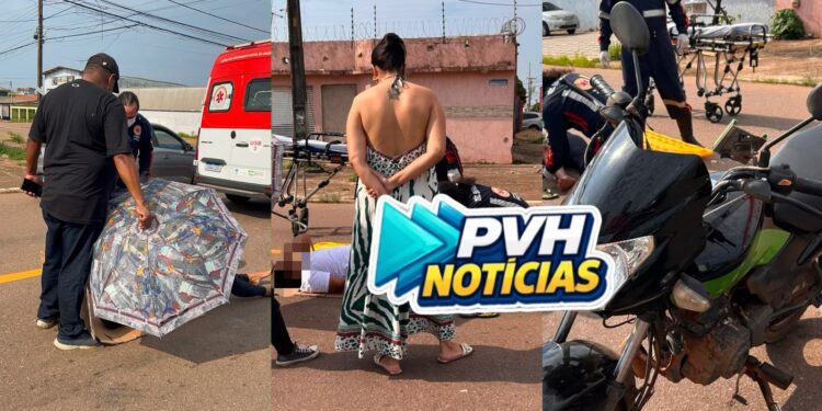URGENTE: Moto aplicativo e passageira são derrubadas por carro em acidente na capital