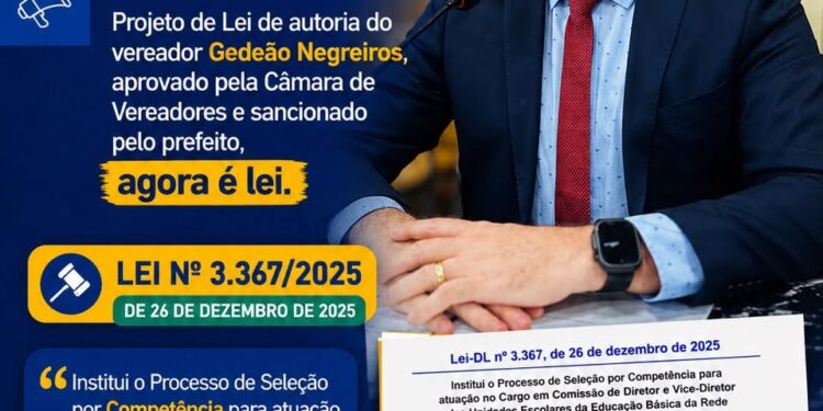 Sancionada lei de Gedeão Negreiros que institui seleção por competência para diretores de escolas