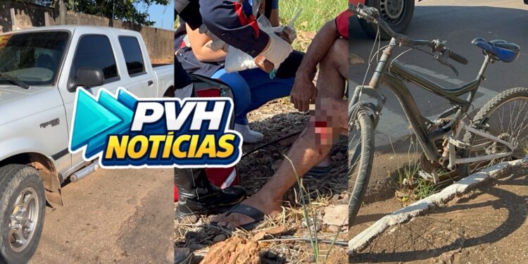 CONTRAMÃO: Ciclista sofre corte na perna em acidente com caminhonete na Rio Madeira
