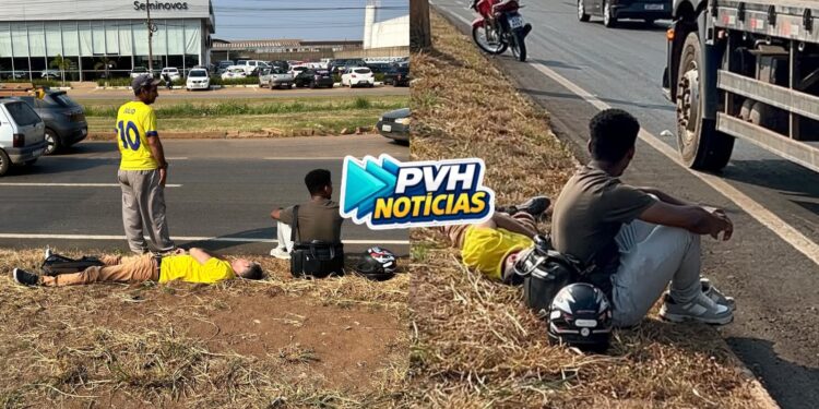 URGENTE: Batida entre motos deixa dois feridos na BR-364 em Porto Velho