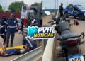URGENTE: Motociclista bate no guard-rail e quebra a perna em viaduto na capital