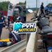 URGENTE: Motociclista bate no guard-rail e quebra a perna em viaduto na capital