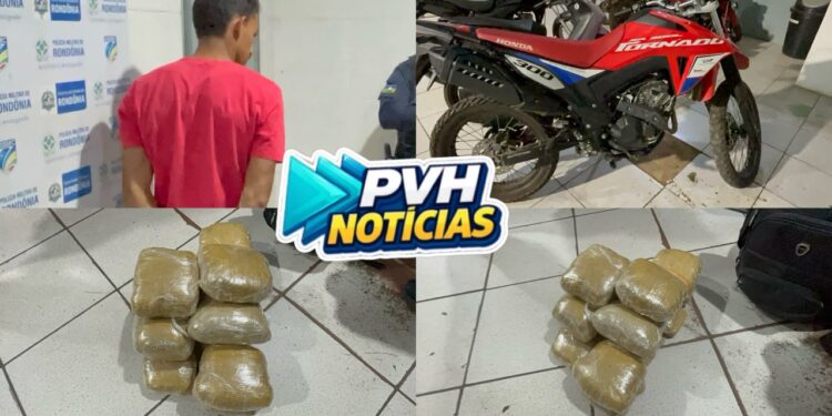 URGENTE: Motociclista é preso com mais de 17kg de drogas na mochila na BR-364 em Porto Velho