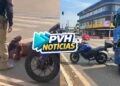 URGENTE: Acidente entre três veículos deixa motociclista ferido na Jorge Teixeira