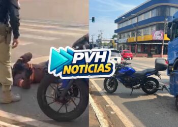 URGENTE: Acidente entre três veículos deixa motociclista ferido na Jorge Teixeira