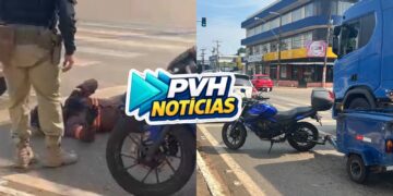URGENTE: Acidente entre três veículos deixa motociclista ferido na Jorge Teixeira