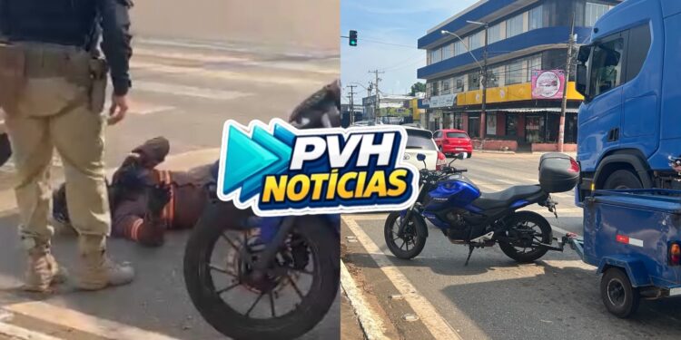 URGENTE: Acidente entre três veículos deixa motociclista ferido na Jorge Teixeira