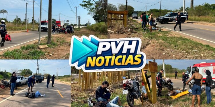 URGENTE: Batida entre três motos deixa dois feridos na zona sul