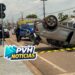 URGENTE: Creta capota em acidente no centro de Porto Velho