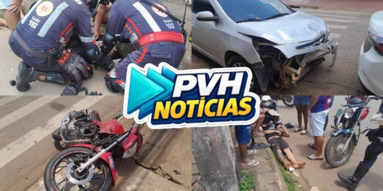 URGENTE: Motociclista é atropelado por carro em cruzamento na Mamoré em Porto Velho