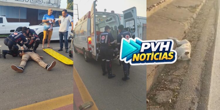 DESACORDADO: Moto atropela cachorro e passageiro fica desacordado na zona leste