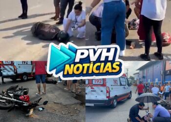 URGENTE: Acidente deixa moto aplicativo e passageira gravemente feridos no centro