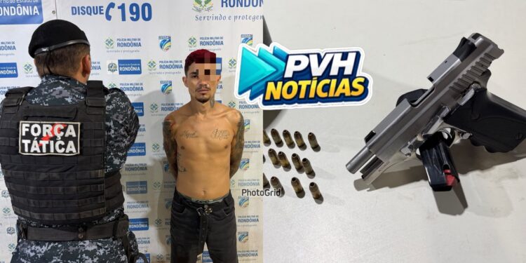 PERIGOSO: “Faixa Preta do CV” é preso com pistola .380 após tentar fugir da Força Tática na zona leste