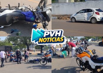 URGENTE: Grave acidente deixa três feridos no centro de Porto Velho
