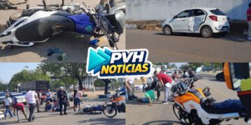 URGENTE: Grave acidente deixa três feridos no centro de Porto Velho