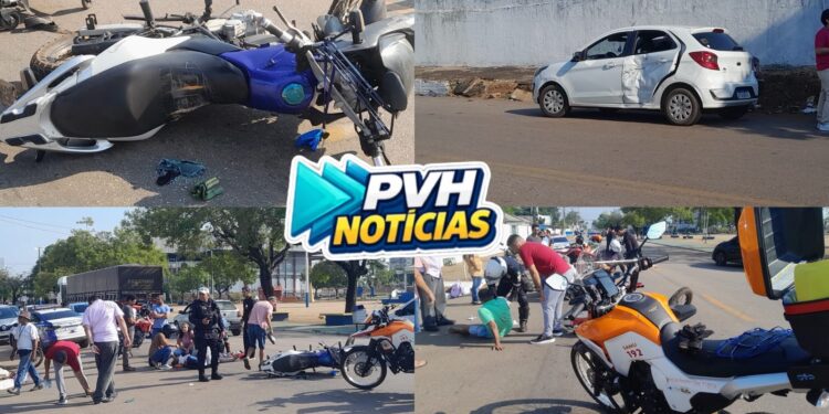 URGENTE: Grave acidente deixa três feridos no centro de Porto Velho