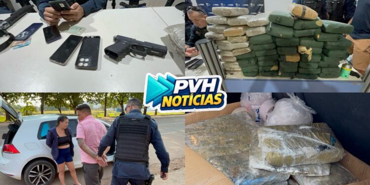 ATUALIZADA: Motorista de ônibus é preso com mais de 61 quilos de maconha e arma furtada em Porto Velho