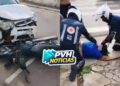 ATUALIZADA: Passageira de moto fica em estado grave após batida com carro no centro