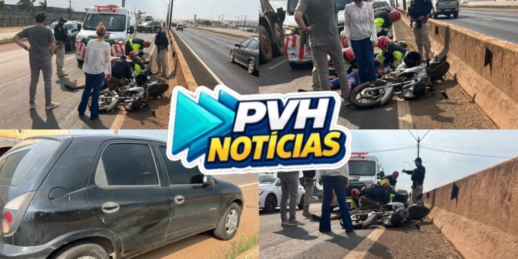 URGENTE: Motociclista fica em estado grave após colisão com Celta na BR-364 em Porto Velho