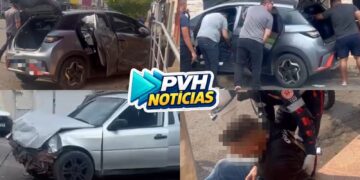 URGENTE: Colisão entre carros deixa dois feridos no centro de Porto Velho