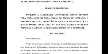 Trecho da Rua João Paulo I tem iluminação revitalizada após pedido do vereador Edimilson Dourado