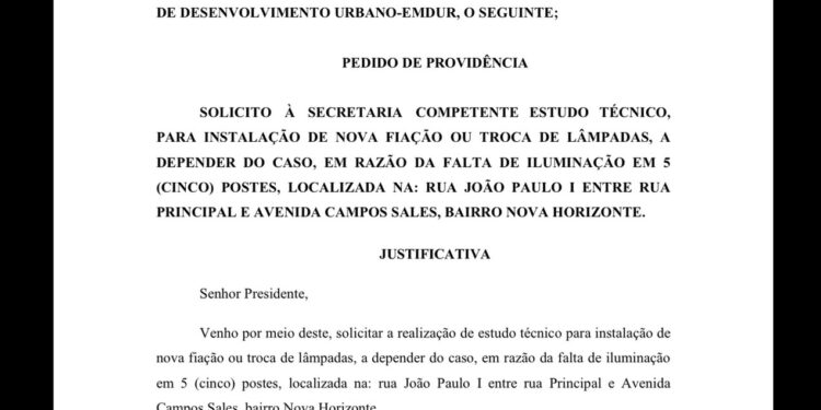 Trecho da Rua João Paulo I tem iluminação revitalizada após pedido do vereador Edimilson Dourado