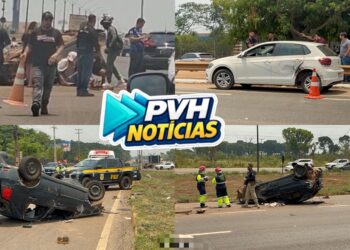 URGENTE: Motorista de Palio fica em estado grave após acidente com capotamento na BR-364