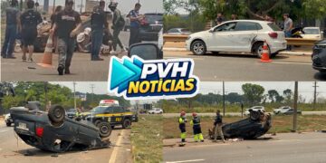 URGENTE: Motorista de Palio fica em estado grave após acidente com capotamento na BR-364