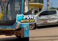 VÍDEO: Ônibus atinge caminhonete em cruzamento na capital